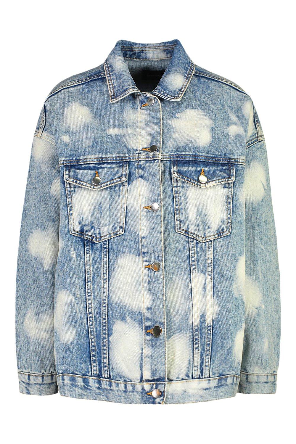 Bleach Wash Oversized Denim Jacket boohoo IE